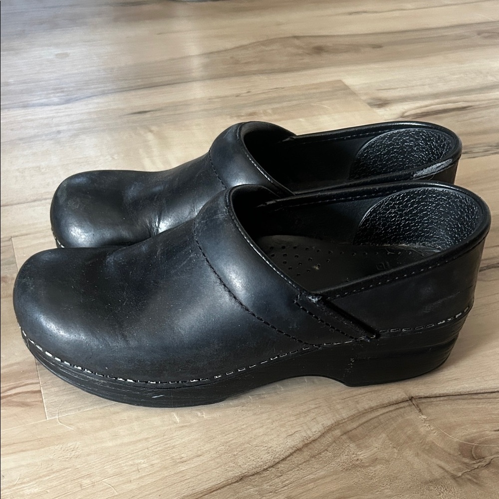 Dansko Black Leather Clogs